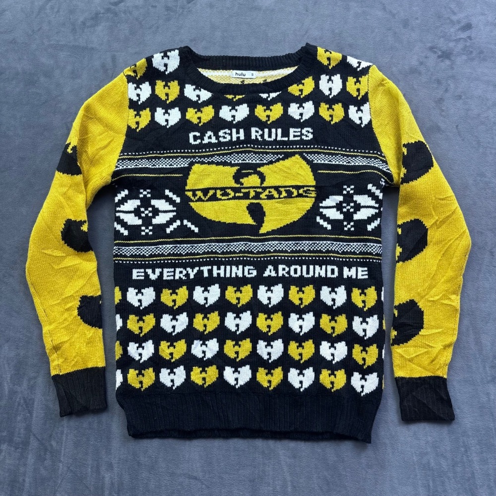 Hulu Wu-Tang Clan An American Saga C.R.E.A.M. Knit Sweater Black Yellow Small